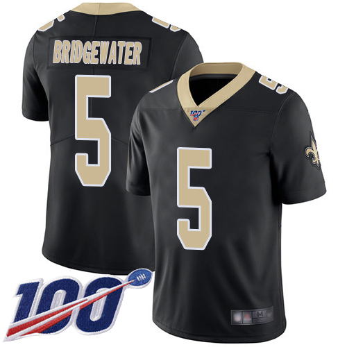 Men New Orleans Saints Limited Black Teddy Bridgewater Home Jersey NFL Football 5 100th Season Vapor Untouchable Jersey